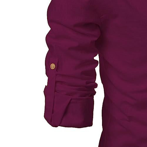 Image of Men's Full Sleeve Beige Color Cotton Blend Spread Slim Fit Shirt Style Kurta for Men and Boys