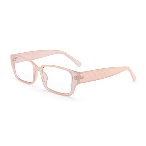 JM Rectangle Reading Glasses Blue Light Blocking Computer Readers for Women Men Anti Glare Eyeglasses Pink +1.0