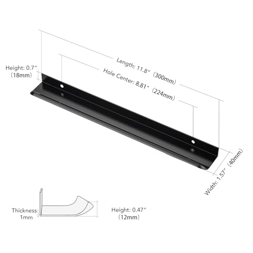 Image of Matte Black Cabinet Handles Finger Edge Pulls 11.8 Inch CC 10 Pack | Low-Profile Finger Grip, Cabinet Door Edge Mount, Smooth Handle Shape, 5.9 Inch (150mm), For Drawers, Cupboards, Kitchen
