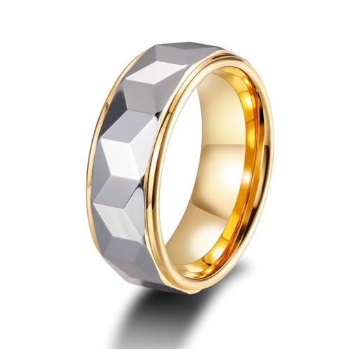Bague homme fiancaille 8 mm anneau mariage moderne au quotidien en tungstène géométrique T65
