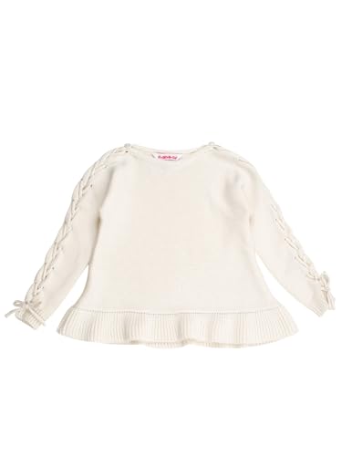 Ivory Ruffle Hem Lace Up Sweater - 3T