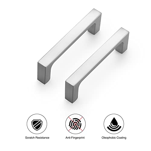 Image of Ravinte 5 Pack Solid 3 Inch Kitchen Square Cabinet Handles Brushed Nickel Pulls Drawer Pulls Kitchen Cabinet Hardware Handles