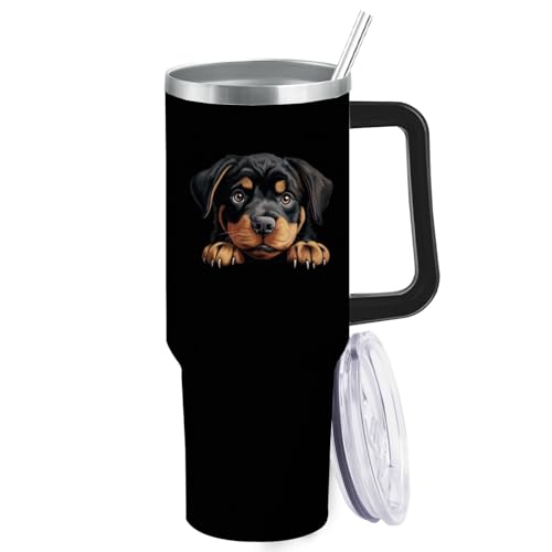 Rottweiler Tumbler 40oz Tumbler with Handle Insulated for Hot and...