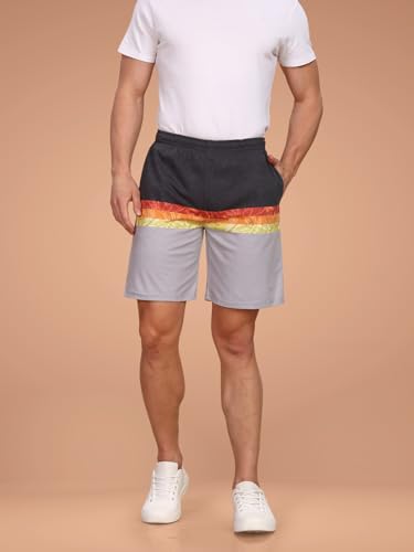Image of BULLMER Regular Fit Cotton Blend Summer Shorts for Men - Pack of 1 | Printed Shorts for Men Blue