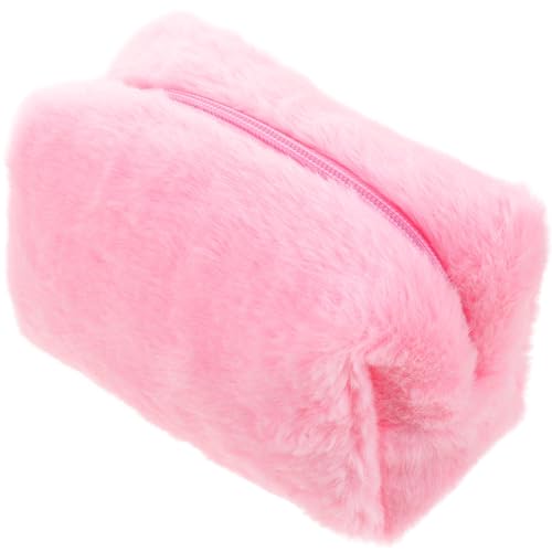 DONFAMDS Cosmetic Organizer Plush Makeup Bag Pink Soft Portable Toiletry Bag with Zipper for Women Travel and Vacation