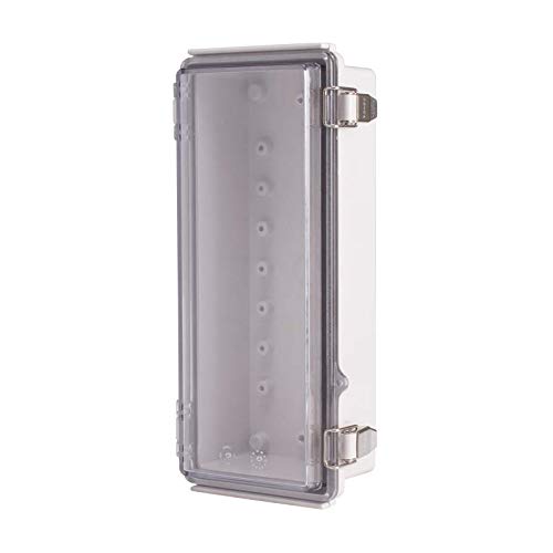 BC-ATP-112607, Plastic Enclosure, ABS Gray Body & PC Clear Cover, P Type for Molded Hinge & Stainless Steel Latch, W4.33 x L10.24 x D2.95" Size, IP67