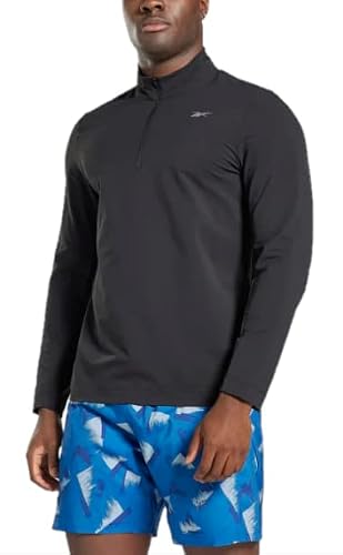 Image of Reebok Men's Quarter-Zip Sweatshirt, Black, XXL
