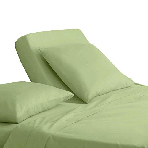 UNIWARESAL TOP Split King Sheets Set for Adjustable Beds_39" Split Top King Sheets_Split HeadFlex King Sheets 100% Cotton Split King Sheets 16" Deep Pocket Adjustable King Bed Sheets_Sage Solid