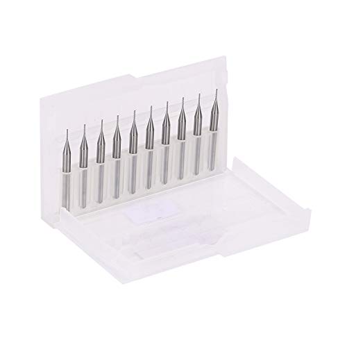 10Pcs 0.6mm Carbide End Mill Engraving Milling Cutter CNC Router Bits for PCB Machine, 1/8" Shank