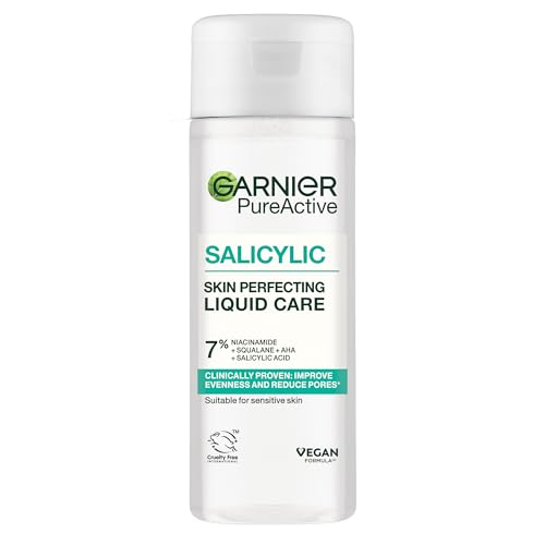 Garnier Salicylic Acid Skin Perfecting Liquid Care Toner 7% Niacinamide & Squalane AHA Reduces Pores & Blemishes Smooths & Evens Skin Vegan & Cruelty-Free 120ml