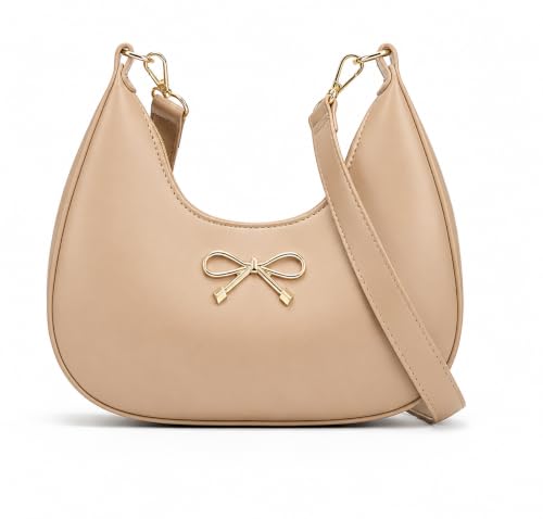 Image of Sky Magic Stylish Bag Women's Hobo Shoulder Bag with Bow Detail, Faux Leather Crossbody Handbag for Women