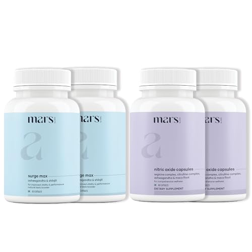 Mars by GHC Growth Max Combo | Nitric Oxide Capsules + SurgeMax Capsules | Performance & Vitality Support | 240 Capsules | Pack of 2