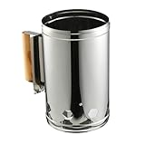 Parliky Edelstahl BBQ Anzündkamin mit Holzgriff Hohe Hitzebeständigkeit Schnelles Kohleanzünden...