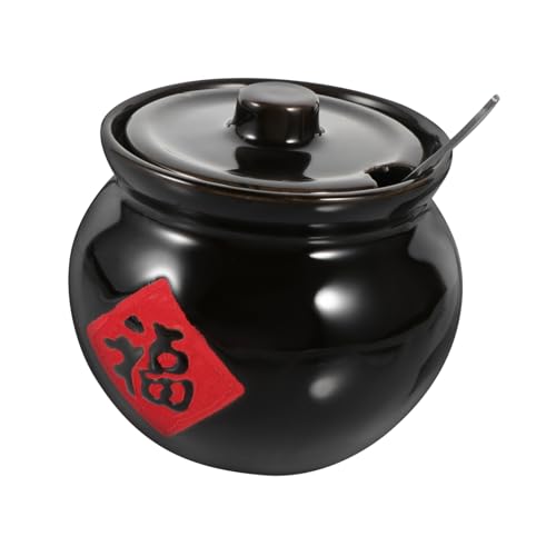 UTHCLO Seasoning Containers Suit Ceramic Pepper Pot Condiment Jar Salt Pot Lid Easy to Clean Vintage Kitchen Tool