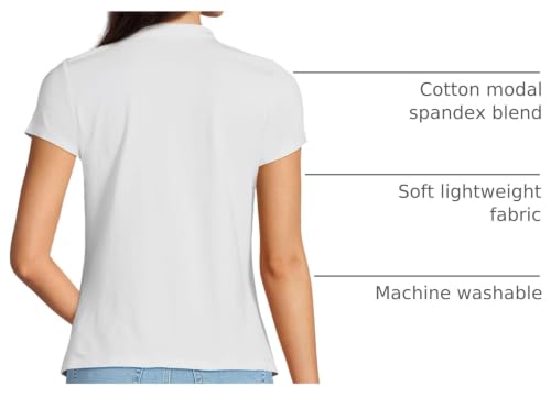 Image of Lands' End Women's Short Sleeve Lightweight Jersey Button Pintuck Top