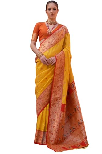 SGF11 Women's Kanjivaram Paithani Soft Silk Saree With Unstitched Blouse Piece product image 7