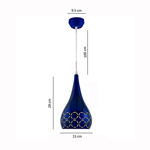 Image of Homesake Glossy Spining Top Hanging Pendant Lamp, Ceiling Light (Blue, Cross-Cut)