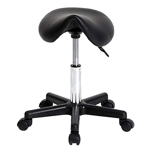 Adjustable Saddle Stool,Ergonomic Stool Designed Massage Spa Stool Rolling Hairdressing Manicure Pedicure Salon Chair-Ideal for dentists, doctors and for use in clinics, salons and offices (Black1)