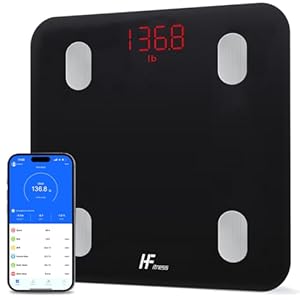 HomeFashion HFitness 19x Body Composition Indices Smart Scale Bathroom Scales for Body Weight Body Fat Monitor BMI Muscle Mass Bone iOS Android App Bluetooth Wireless