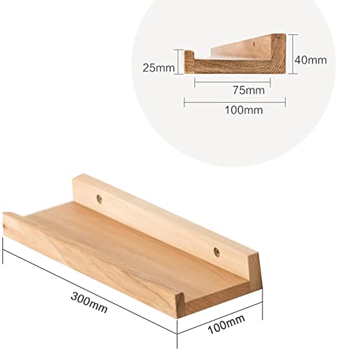 Recogwood Wooden Shelves-30cm Floating Shelf Wall Mounted, Solid Oak Wood Wall Shelves - Image 3