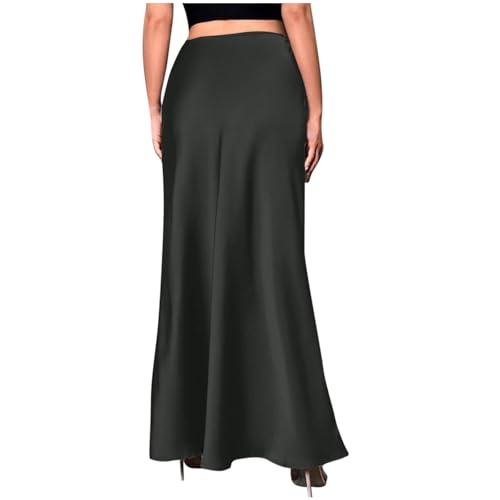 Women Satin High Waisted Maxi Skirts Hidden Elasticized Waistband A Line Long Skirt 2025 Elegant Clothes2