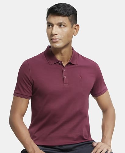 Image of Jockey 3912 Men Super Combed Cotton Rich Solid Half Sleeve Polo T-Shirt