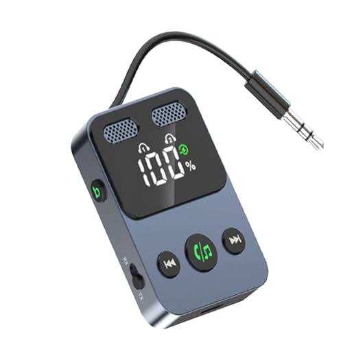 Vesidoloy Transmisor y Receptor de Audio Inalámbrico,Adaptador con Conector Auxiliar de 3.5mm | Kit Transmisor Inalámbrico 2 En 1 para Automóvil,para Uso en Viajes, Televisión, Estéreo de Coche,