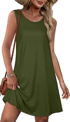 Image of JOLIGAL Womens Summer Dresses Casual Sleeveless Tshirt Sundress Beach Cover Up with Pockets Loose Tank Dress 2026