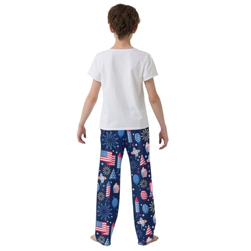 ZZXXB American Fireworks Cupcake Boys Long Pants Soft Trousers Elastic Waist Kids Lounge Bottoms with Pockets S-XL3