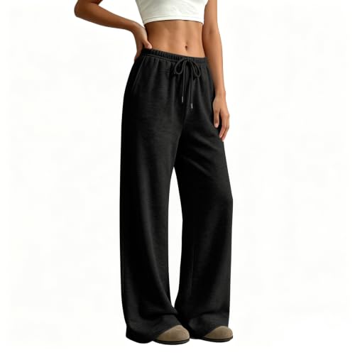 Wide Leg Sweatpants Flowy Lounge Lightweight Pull on Women Loose Fit Pants