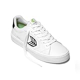 Cariuma SALVAS Premium Leather Sneakers, Comfortable Shoes for Women, Lightweight & Sustainable, Versatile Casual Footwear with 100% Vegan Insoles, Rubber Soles, White w/Black Logo, 8