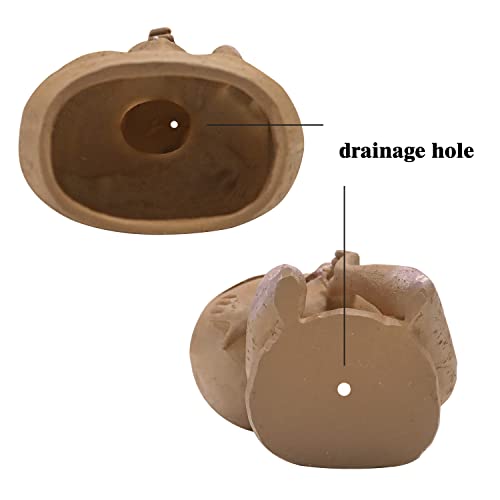 Hunthawk Face Flower Pot Head Planter, Face Planters Pots, Unique Face Flower Pot For Indoor Outdoor Plants, Resin Head Planter With Drainage Hole, Cute Lady Face Plant Pots Closed Eyes (Brown/Dark) #TOP5