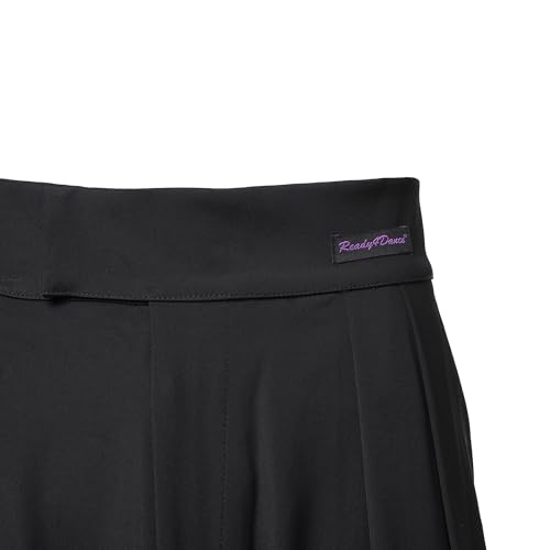 Ready4Dance Herren Tanzhose Tampico Latein – Hoher Bund, 2 Falten, Seitentaschen, Slim Fit– XS-XL,Schwarze Turnierhose aus Stretch-Funktionsstoff – Made in Italy,L