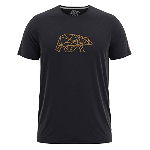 FORSBERG Finnson T-Shirt mit stylischem Bär Brustlogo Rundhals für Herren in Vier verschiedenen Farbkombinationen, Farbe:schwarz/Bronze, Größe:XL