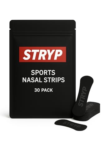 STRYP MAX Eucalyptus Scented Nasal Strips (30 Count) - Oil & Sweat Resistant Adhesive - Athletic Nasal Strips for Sport & Nose Strips for Snoring & Sleeping - Nose Strips for Breathing