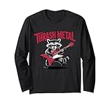 Photo Gallery thrash metal raccoon che suona la chitarra divertente rock and roll maglia a manica Photo Gallery thrash metal raccoon che suona la chitarra divertente rock and roll maglia a manica