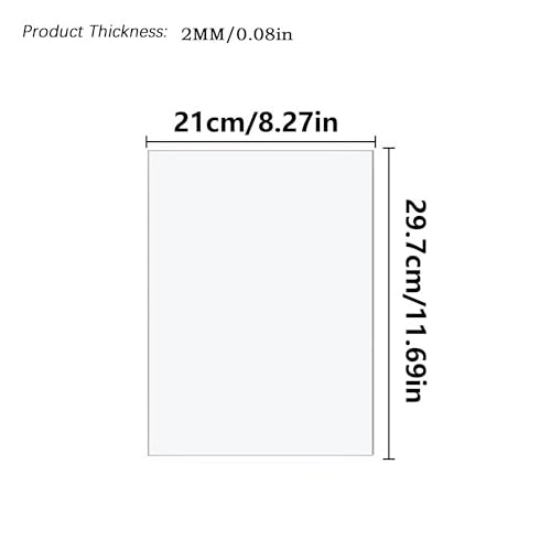 Image of 5 Pack 8.27 inch x 11.69 inch Clear Acrylic Sheet 0.08 inch /2mm Thick, A4 Clear Plexiglass Sheet, Plastic Plexiglass 21x29.7cm, Acrylic Board for Wall Crafts Glass Picture Frame DIY Projects Signs and Painting