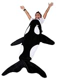 Lovely Pumpkins Whale Polar Fleece Blanket, Orca Toddler Blanket,Kids Sleep Bag: Ultra-Soft Pocket Style Keeps Kids Warm. Size 3-8 Years