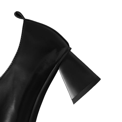 TinaCus Women's Genuine Leather Handmade Retro Slip On Square Toe Low Stacked Heel Office Pumps Shoes3