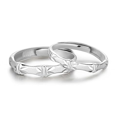 Alliance en argent 925 forme de bambou pour couple
