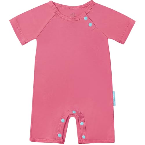 Image of SuperSoft Short Sleeve Baby Romper, Unisex Bamboo Viscose One-piece Summer Pajamas, Boy Girl Footless Jumpsuit Snap Closure