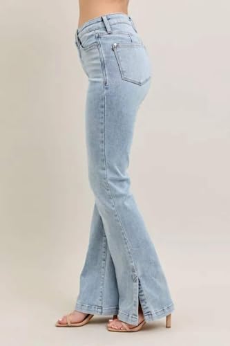 Judy Blue Full Size Tummy Control Vintage Wash Side Slit Slim Boot Jeans Plus Size Light 11(30)4