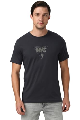 Image of Van Heusen Men Cotton Regular Fit Athleisure Graphic T-Shirt - Round Neck, Short Sleeve, Minimal Print