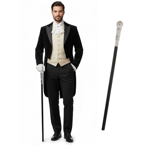 Pimp Cane Walking Stick Prop Fancy Dress - 1970s Gangster Costume Accessories Top Staff Cane For Adults & Kids (Silver)