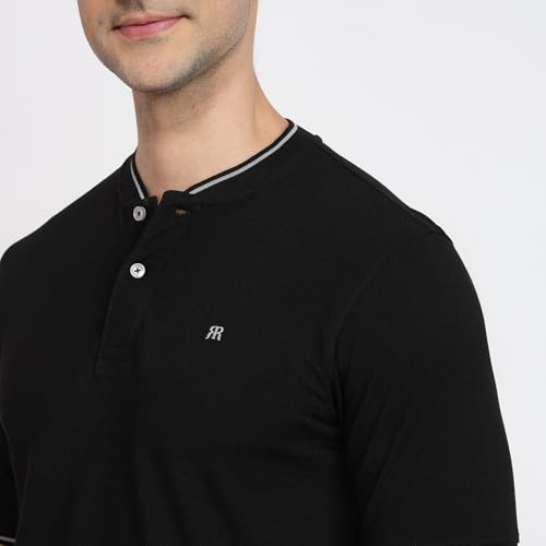 Image of Raymond Men Modern Fit Solid Pattern Pure Cotton Polo Neck Half Sleeve Casual T-Shirt