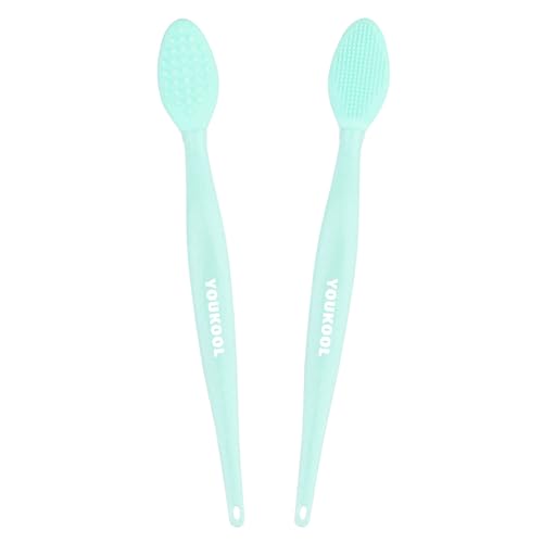 Lip Scrub Brush,Double-Sided Silicone Exfoliating Lip Brush Tool for Smoother and Fuller Lip Appearance,Green,2pcs