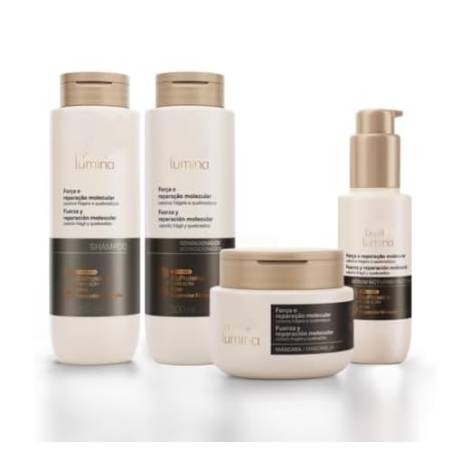 Lumina Kit Reparação Molecular, Shampoo 300ml, Condicionador 300ml, Máscara 250g, Sérum Noturno, para Cabelos Frágeis e Quebrados