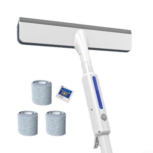 Limpiador de ventanas con spray de 1,45 m, barra telescópica para espejos de cristal, mamparas de ducha, escobilla de goma de doble cara, almohadillas de microfibra para uso en interiores y exteriores