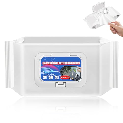 WEILAOK Liquido Antivaho Coche, Antivaho Coche, Toallitas Anti Vaho Coche, Antivaho Coche Interior para Antivaho en Parabrisas y Ventanas de Automóviles, 40 Piezas*1