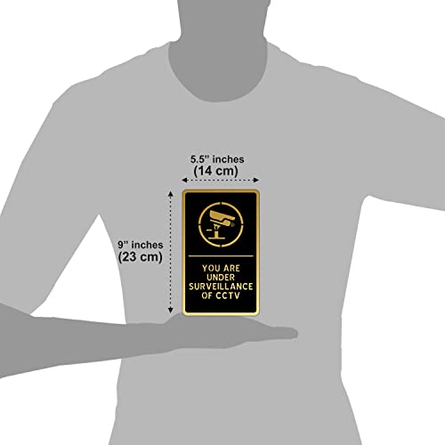 CCTV Sign/Sticker-Premium Black Gold Acrylic Surveillance Security Signage.Durable,Easy to mount.Self Adhesive 3M Tape.Sign for Homes,office,shop,Hotel and commercial spaces.